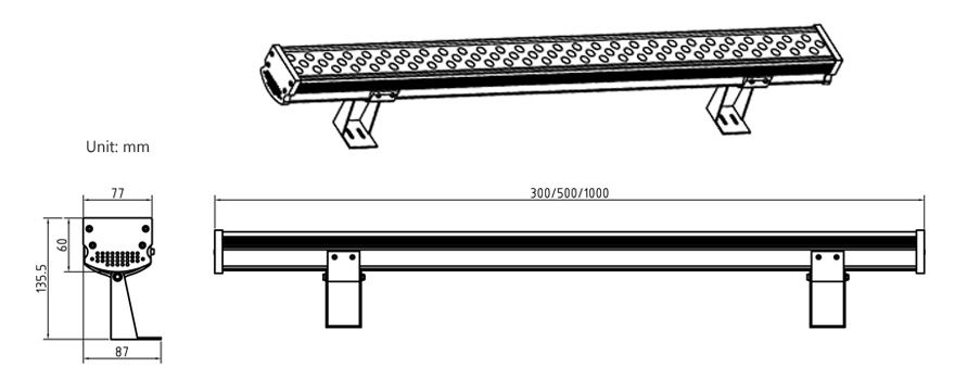 84W high power LED Linear Wall Washer Light W77xH60mm IP65