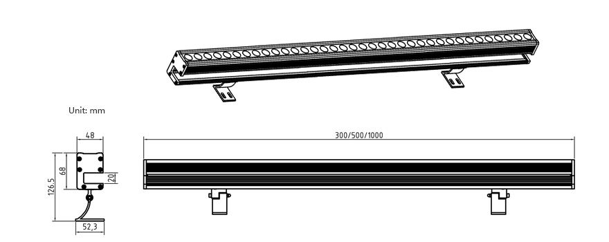 36W high power LED Linear Wall Washer Light W48xH78mm IP65